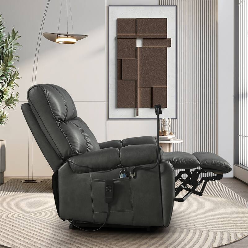 Christopher Knight Home - Power Lift Recliner Chair with Dual Motors, Massage, Heat, Cup Holders & Adjustable Phone Holder