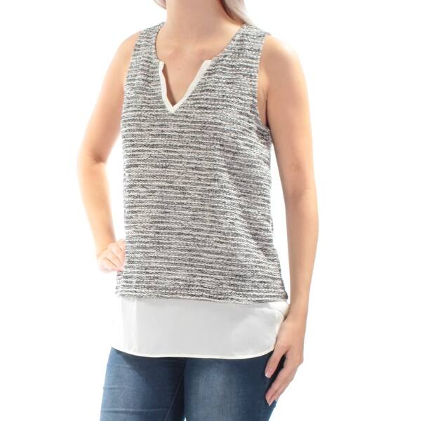 Shop Sanctuary Womens Gray Textured Sleeveless V Neck Top Plus