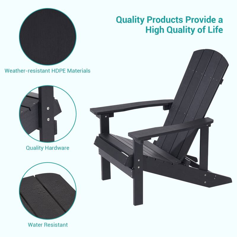 Bonosuki Patio Faux Wood Adirondack Chair Weather Resistant-Set of 2