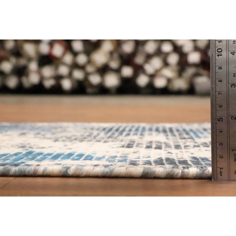 Hand Knotted Oriental Viscose Silk Carpet Modern Abstract Multi-Colored Abstract Area Rug - 4' 0'' X 2' 0''