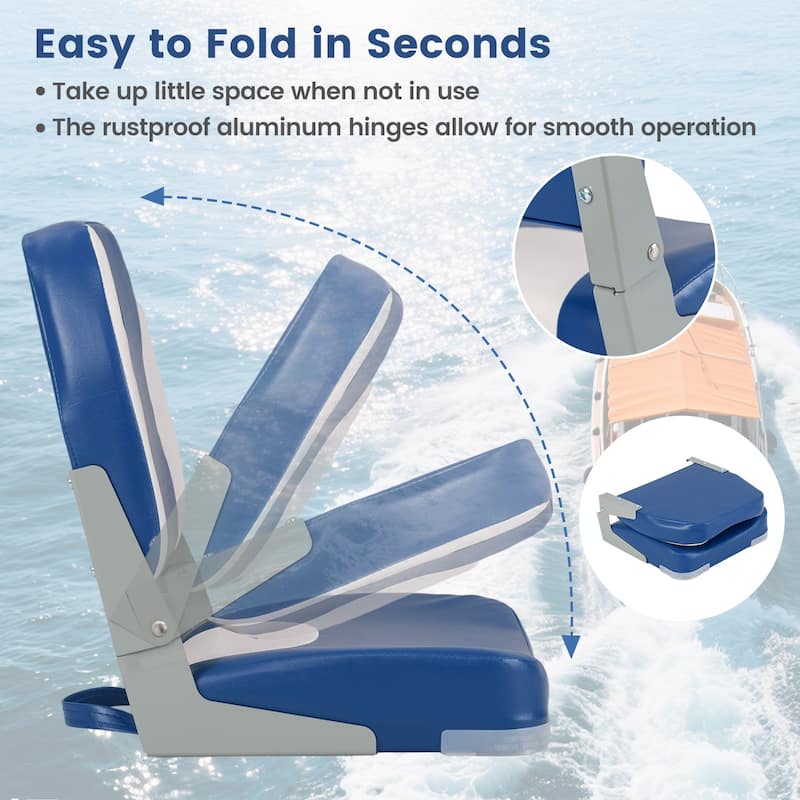Gymax 2-Pack Boat Seats Folding Low Back Boat Chairs w/Thick Sponge