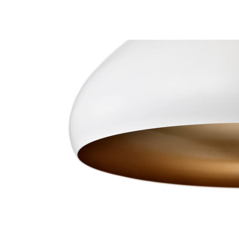 1-Light 12 in. White Single Pendant with Teardrop Metal Shade