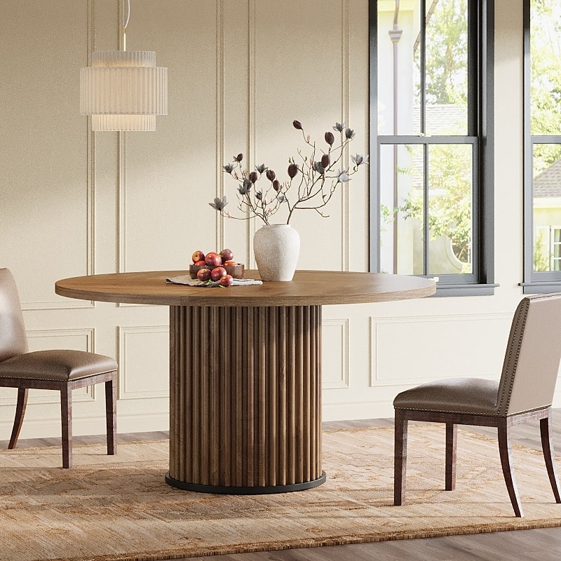 47 Inch Round Dining Table for 4-6 People - 47.24" W x 47.24" D x 29.92" H