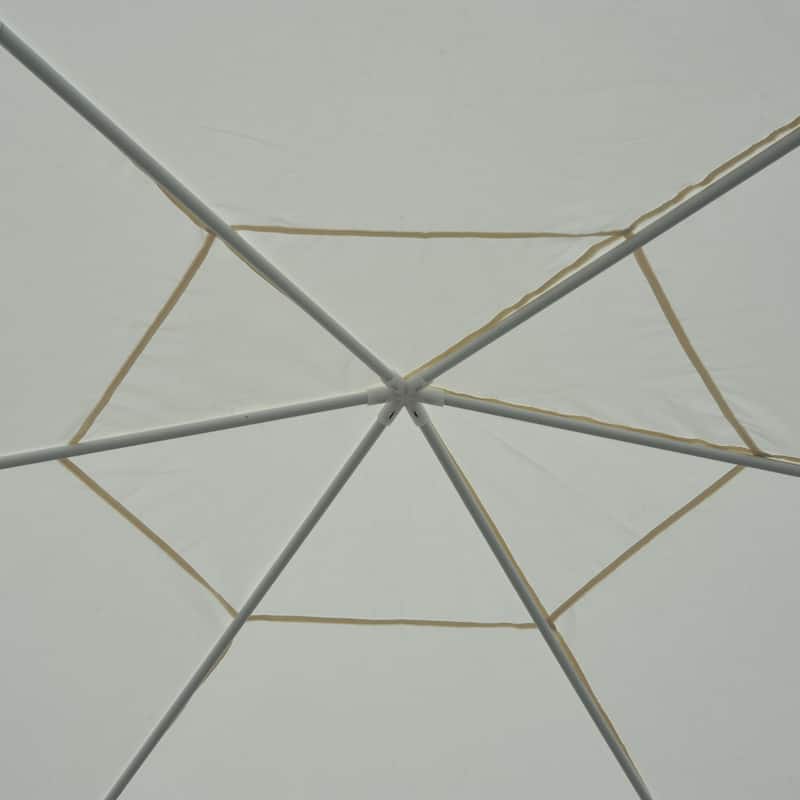 Outsunny 13x13FT Hexagon Gazebo Party Tent with Mesh Screen for Garden Backyard, Cream White