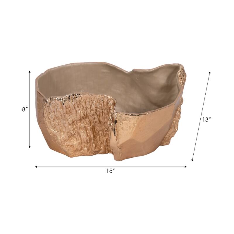 Modern Abstract Metal Decorative Bowl for Home Decor - 15", Gold