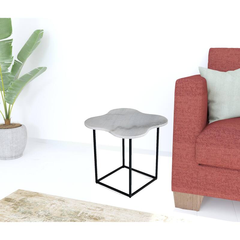 HomeRoots 15" Black And White Marble Free Form End Table - 19.5' X '15' X '19.5 - White/Black - Slate