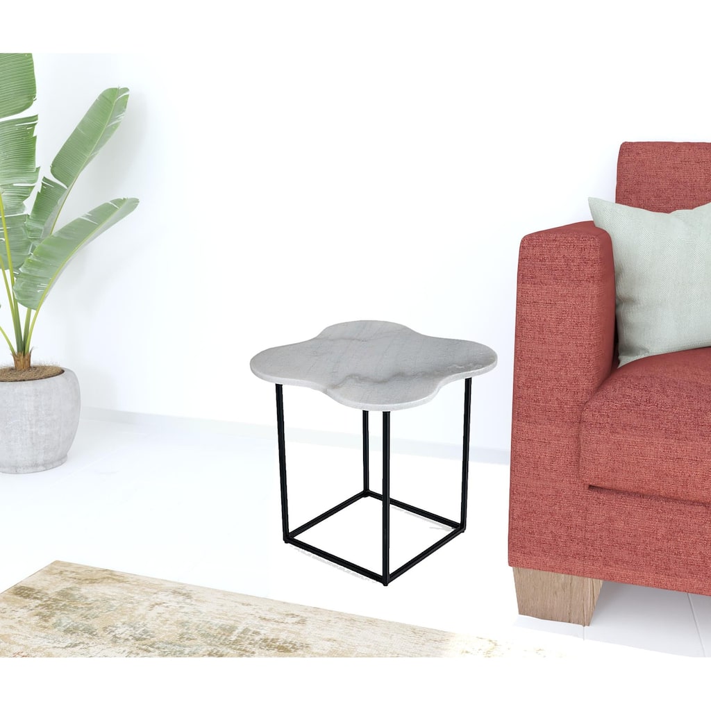 HomeRoots 15" Black And White Marble Free Form End Table - 19.5' X '15' X '19.5