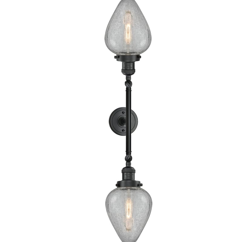 Innovations Lighting Geneseo 2 Light 27" Wide Bathroom Vanity Light - Matte Black / Clear Crackle