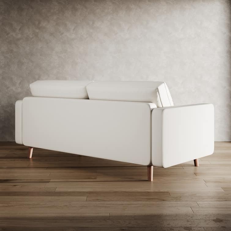 Stateside Upholstered Leather Square Arm Sofa Couch 70''