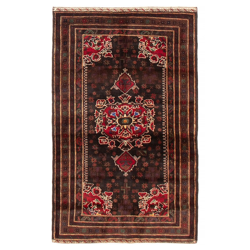Teimani Black Rug 3'8" x 6'1" - 3'8 x 6'1 - Black - 3'8 x 6'1