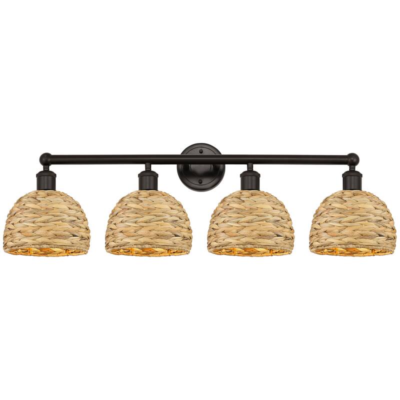 Innovations Lighting Endless Possibilities Edison - Woven Rattan - 4 Light 35" Bath Vanity Light - Oil Rubbed Bronze
