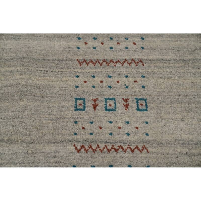 Hand Knotted Oriental 100% Wool Carpet Tribal Animal Pictorial Greys & Charcoal Gabbeh Area Rug - 9' 10'' X 7' 11''