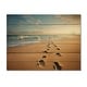 preview thumbnail 3 of 3, Designart "Beach Photo Footprints In V" Nautical & Beach Print on Natural Pine Wood