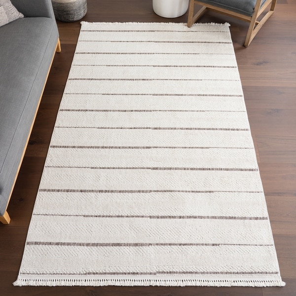 slide 2 of 8, Nuloom Aloe Striped Tassels Area Rug 10' x 14' - Beige - Rectangle