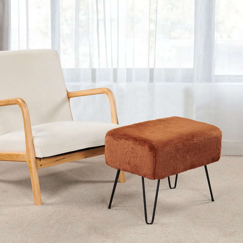 Serenta Solid Color Fauxfur Ottoman