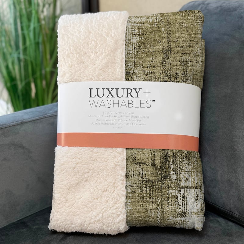 Premium Machine Washable Abstract Modern Sherpa Throw Blanket