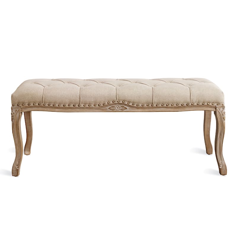 Retro Patterned Legs 45.2In.W Padded Bench - 45.2" W X 14.6" D X 18.3" H