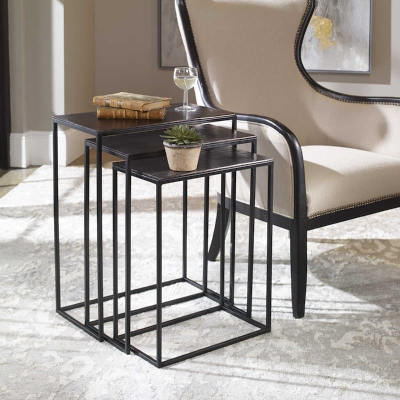 Set of 3 Black Nesting Side Tables 25.5"