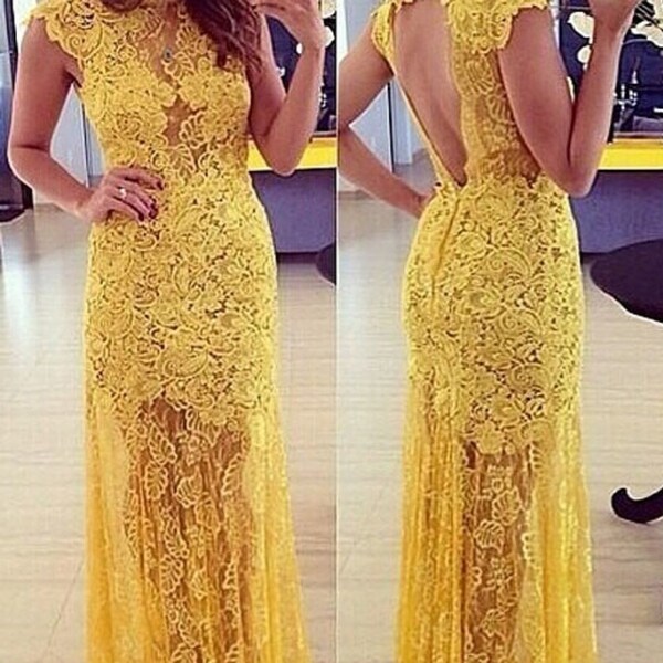 yellow lace maxi dress