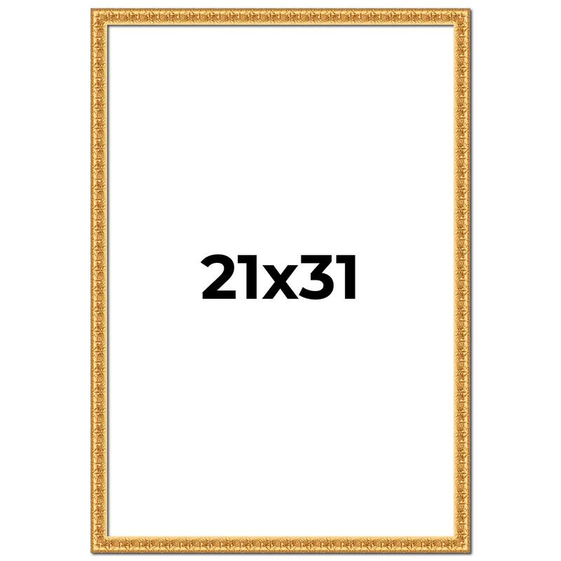21x31 Frame Gold Real Wood Picture Frame Width 1 inches | Interior