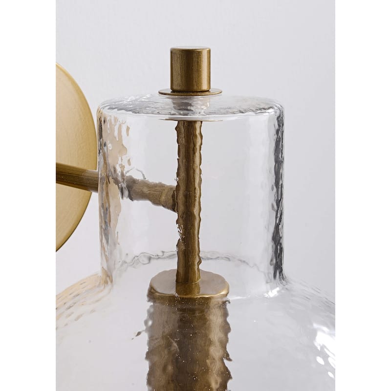 Alda 1 Light Brushed Brass Clear Glass Bowl Shade Wall Sconce