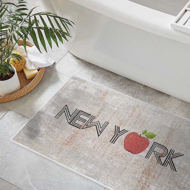 US States Design 3 Piece Bathroom Rugs Set - Non-Slip Ultra Thin Bath Rugs for Bathroom Floor - Washable Bathroom Mats Set
