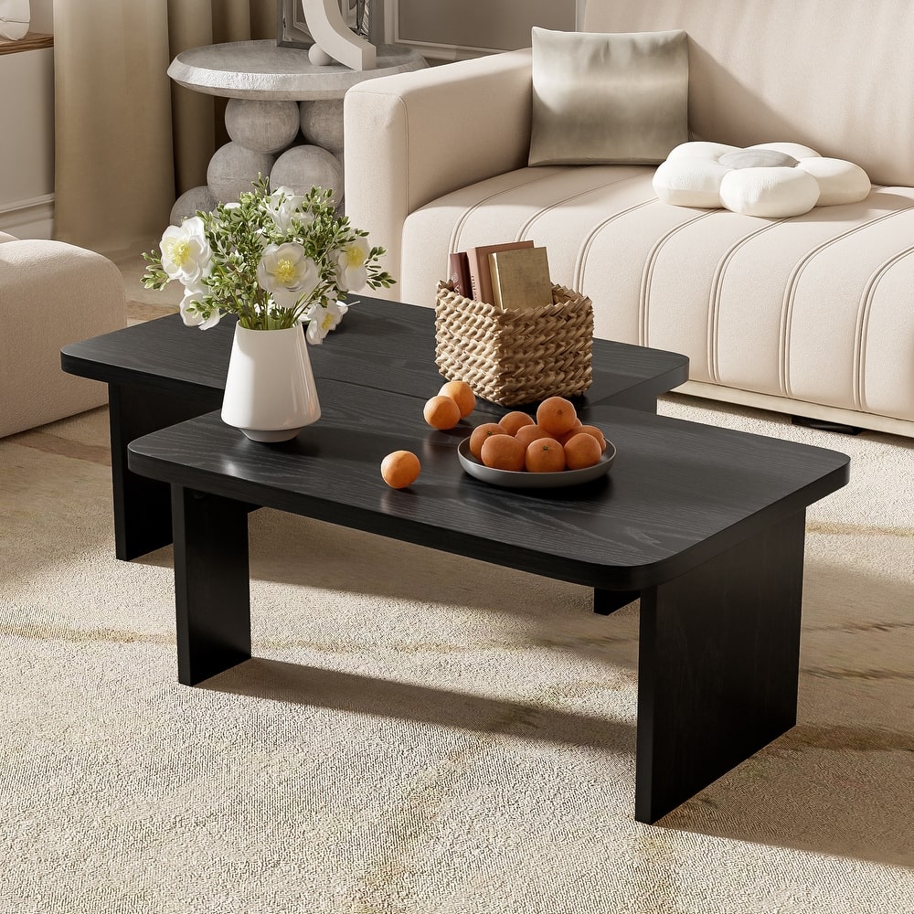Coffee Table Set for Living Room, Splicing Rectangle Coffee Table with Legs, Small Space Snack Table Combination Table
