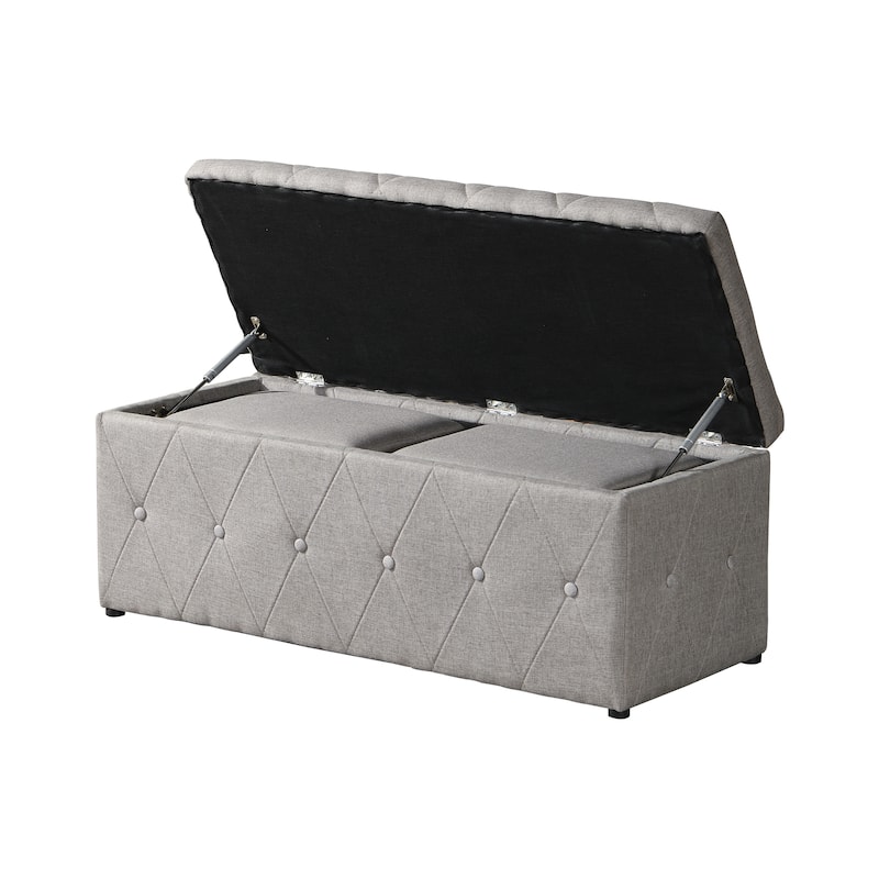 Rectangular Storage Ottoman Short velvet with 2 Set Ottomans