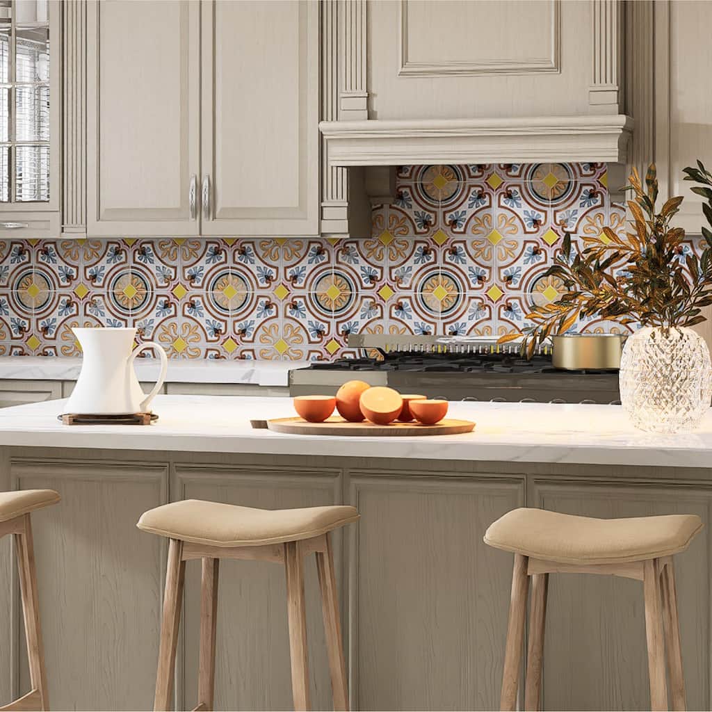 Merola Tile Vaudeville Octagon Deco Diglas with Taco Lima 7-7/8" x 7-7/8" Porcelain Floor and Wall Tile