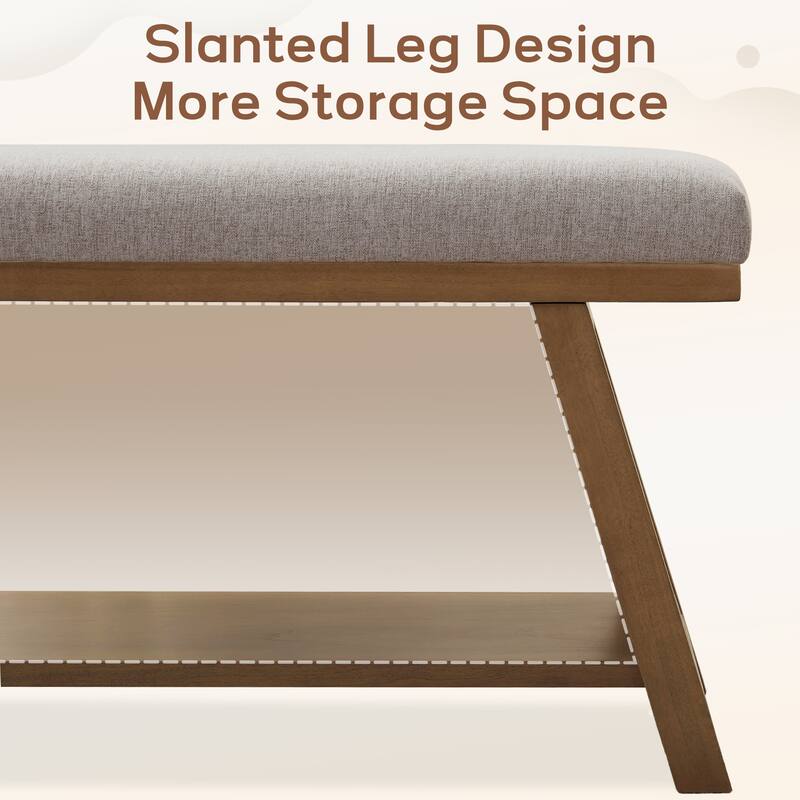 Solid Wood Shoe Bench with Cushion Entryway Shoe Bench