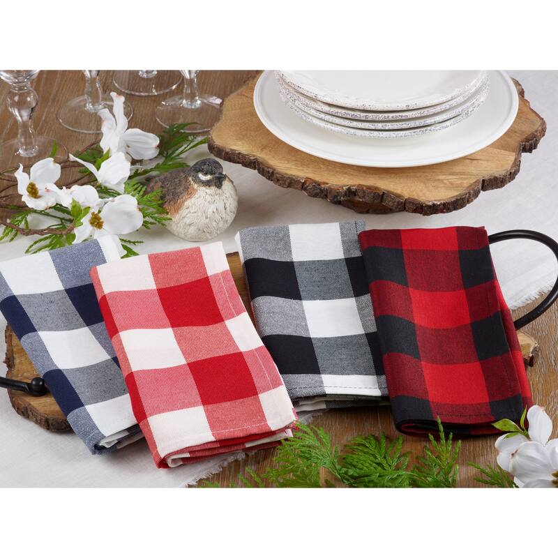 Buffalo Plaid Check Pattern Design Cotton Napkins (Set of 4)