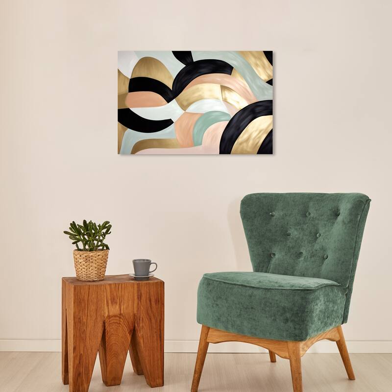 Wynwood Studio Canvas Abstract Golden Ring Bands Gold and Metallic Gold Glam Wall Art Canvas Print - 24 x 16