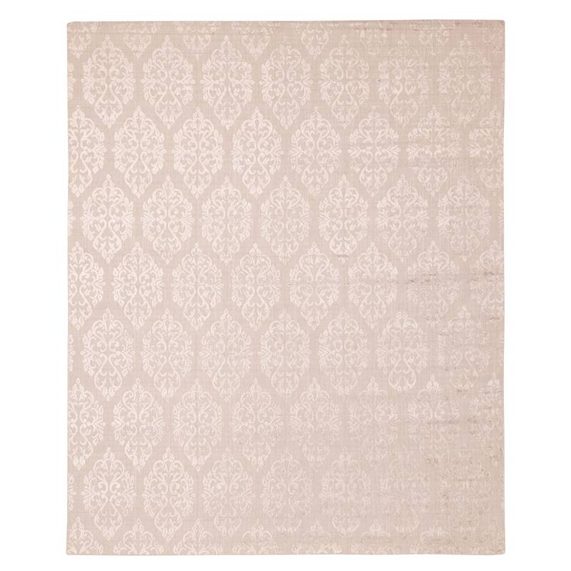 ECARPETGALLERY Hand Loomed Elysian Light Grey Viscose, Wool Rug - 8'0 x 9'10
