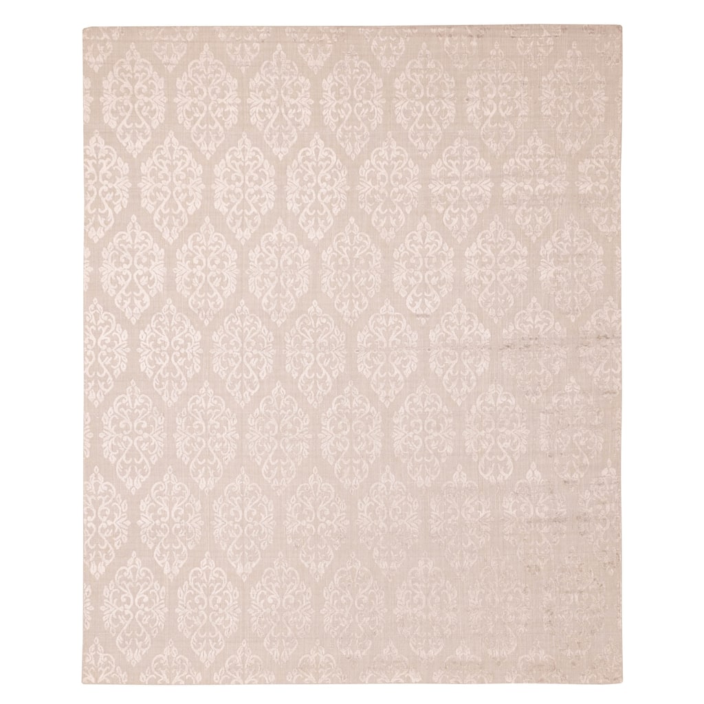 ECARPETGALLERY Hand Loomed Elysian Light Grey Viscose, Wool Rug - 8'0 x 9'10