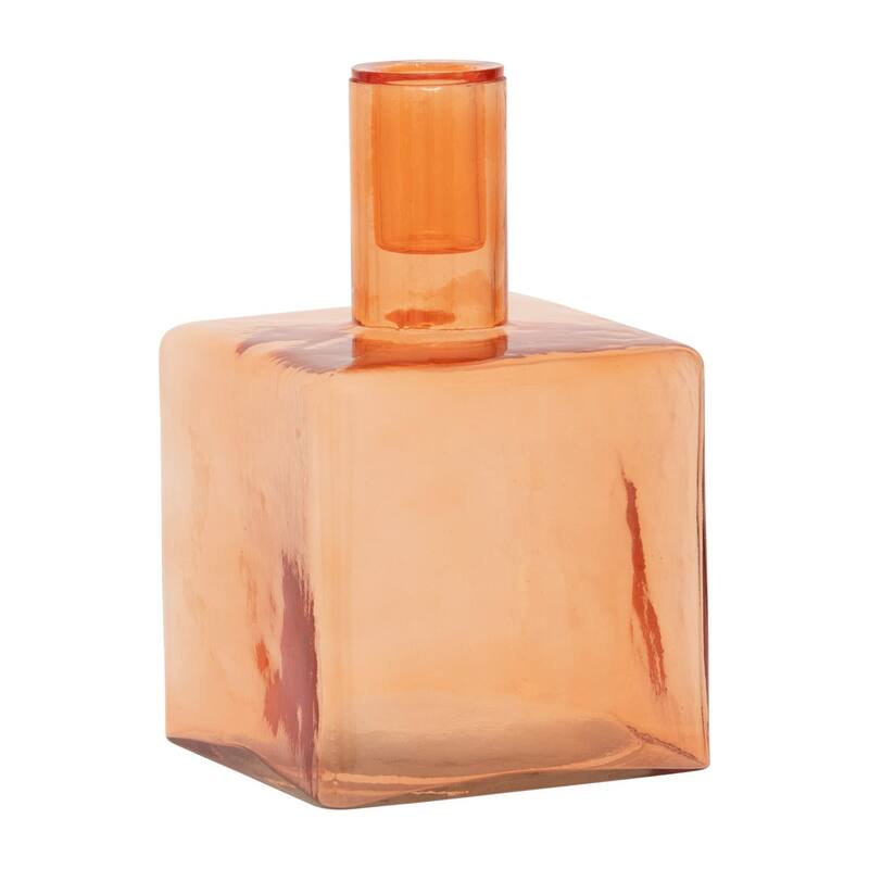 Recycled Glass Cubic Taper Candle Holder - 6.25"