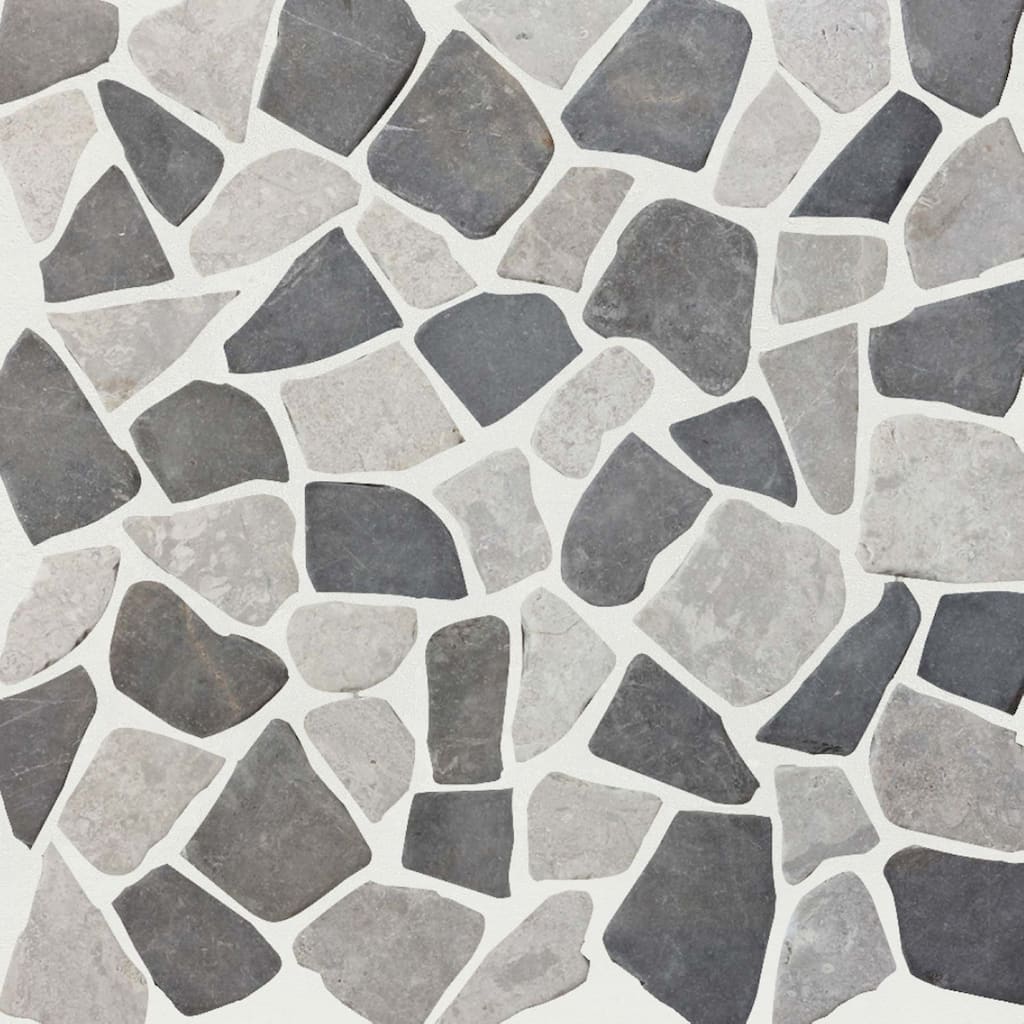 Stone Grey Random Marble Mosaic, Back Splash Tiles for Kitchen Walls, Shower Bathroom Floors 11.4" X 11.4" (4.5 Sqft per case)
