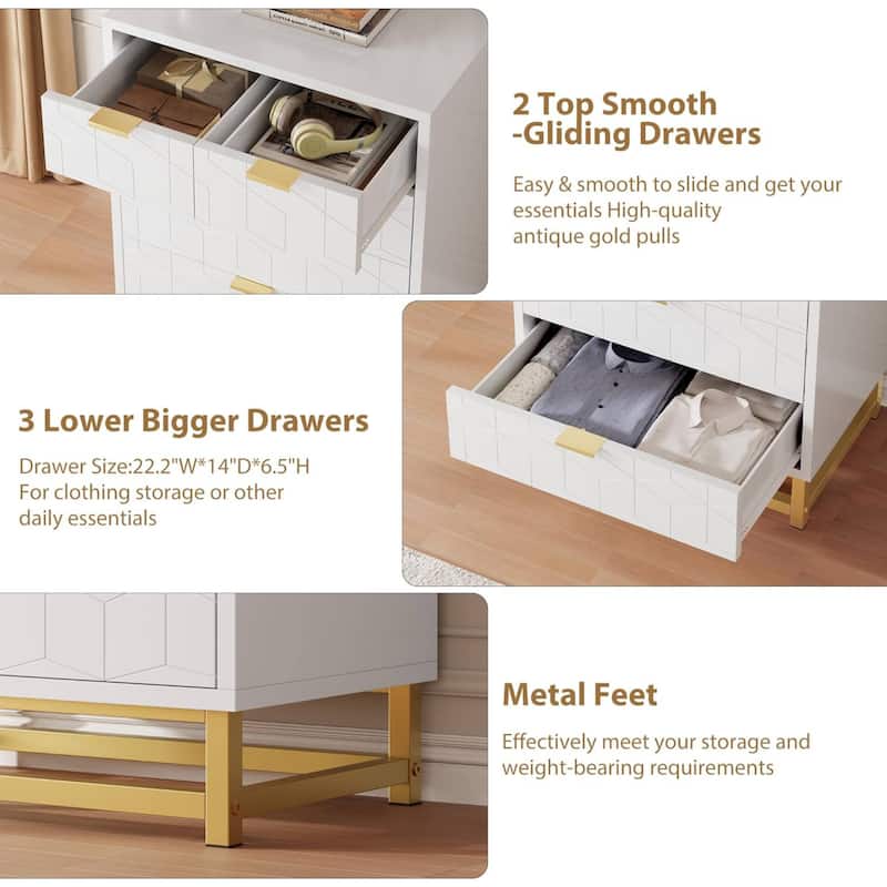 5 Drawer Dresser for Bedroom, Living Room, Entryway