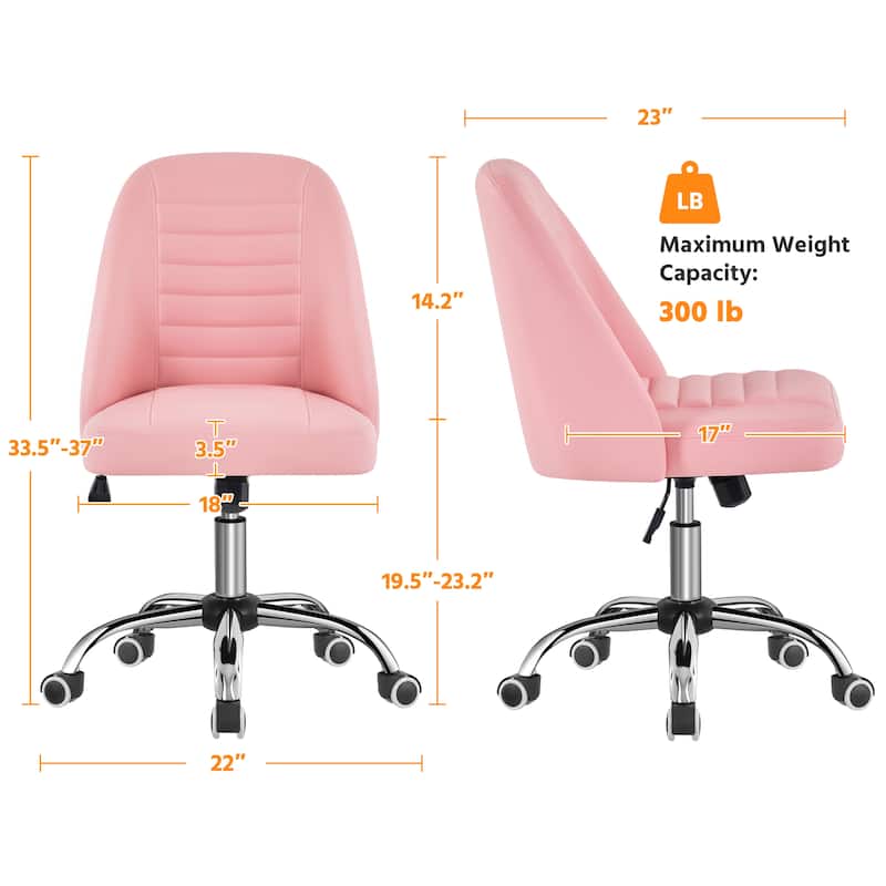 Yaheetech Faux Leather Mid Back Desk Chair Modern Tufted Armless Office Chair