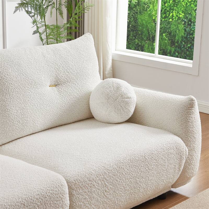 90'' Comfortable Sofa with 2 Cushions, 2 Ball Pillows