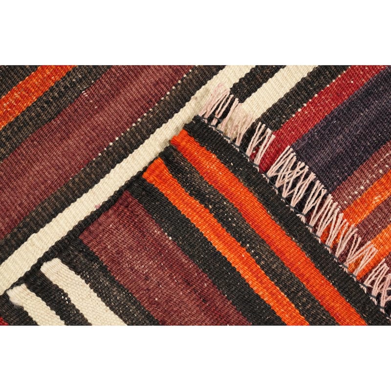 Hand Woven Oriental 100% Wool Carpet Southwestern Geometric Multi-Colored Kilim Area Rug - 9' 3'' X 4' 8''