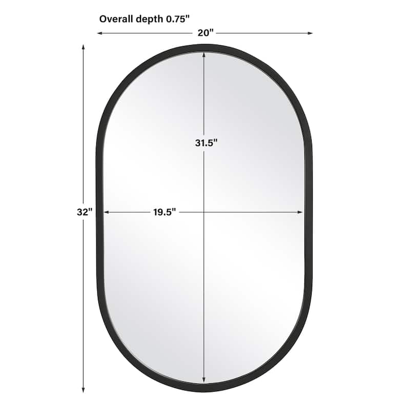 Copper Grove Elongated Oval Matte Black Wall Mirror