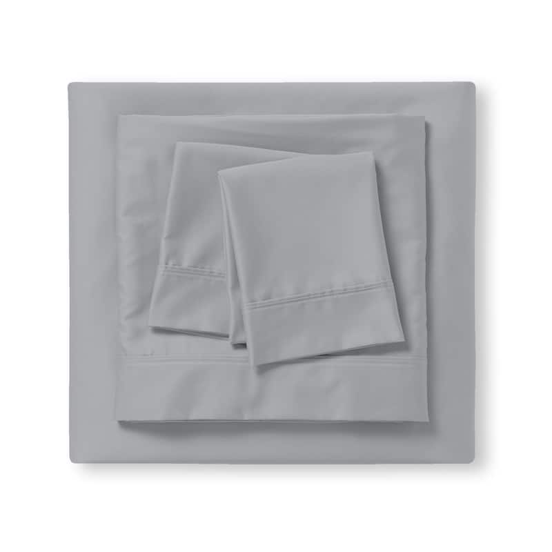 Color Sense 1200TC Premium Cotton-Blend Wrinkle-Resistant Sheet Set - Soft Silver - King