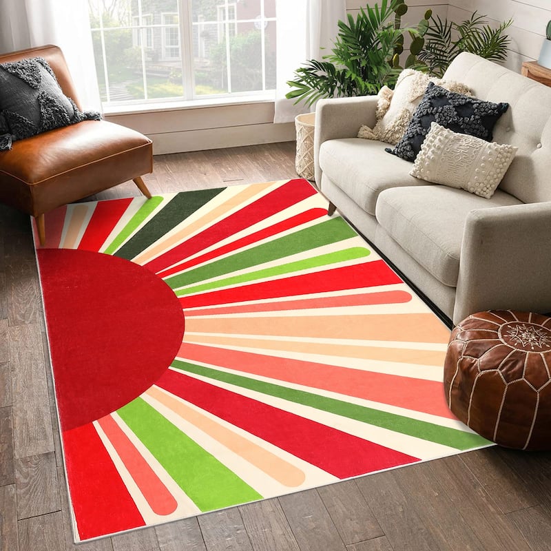 Garvee Rainbow Sol Kids Area Rug - 4'x6' - Red/green