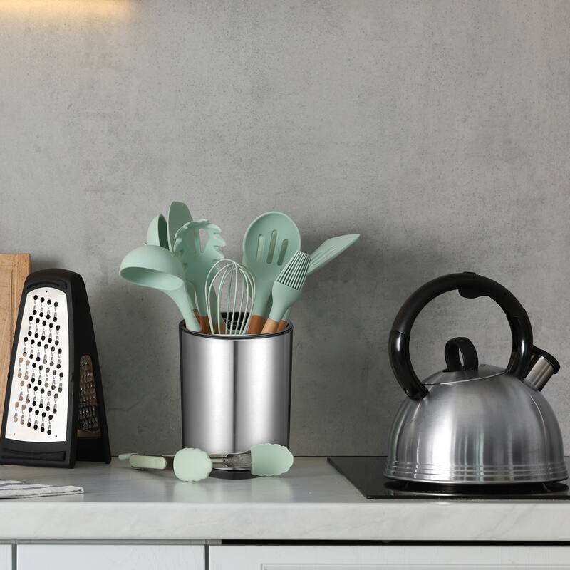 Kitchen Utensil Holder, Stainless Steel Cooking Holder for Flatware