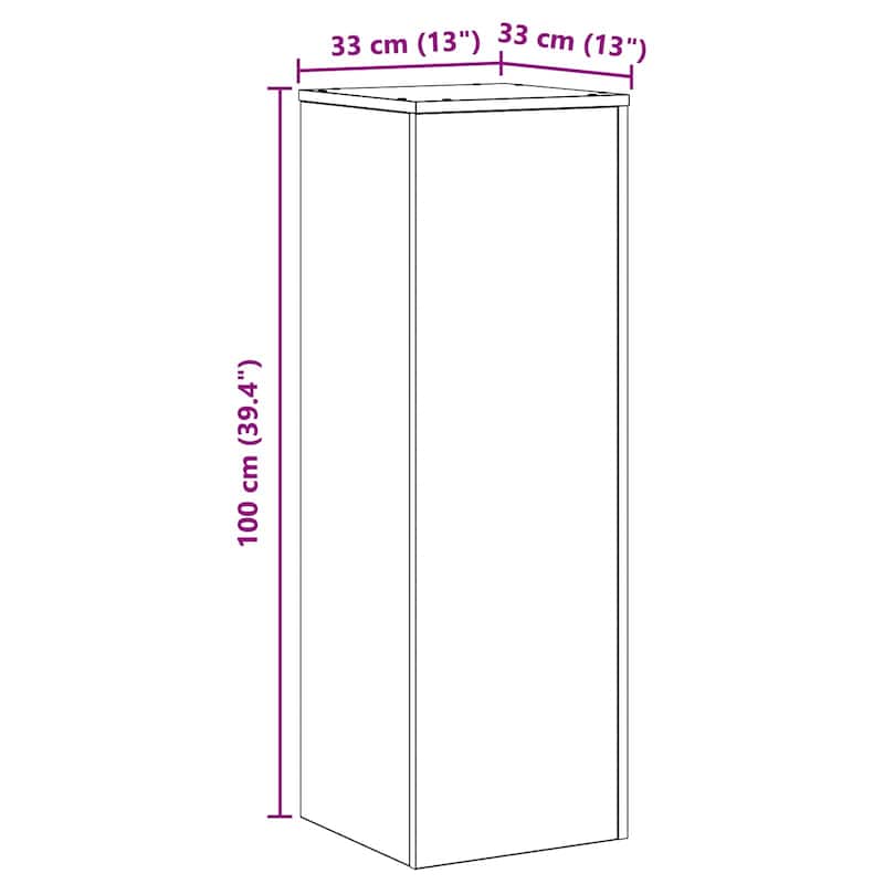 vidaXL Plant Stand Black Oak 13" x 13" x 39.4" Engineered wood - 13.0 x 13.0 x 39.4 inch