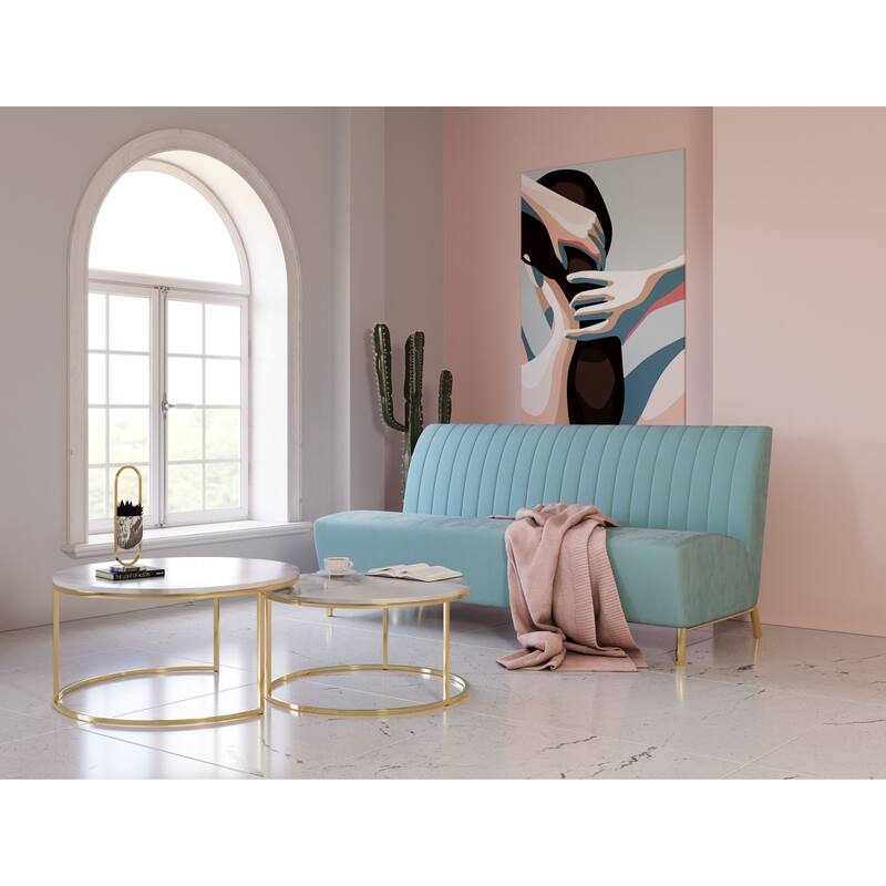 Divani Casa Mosko Modern Light Green & Gold Fabric Sofa