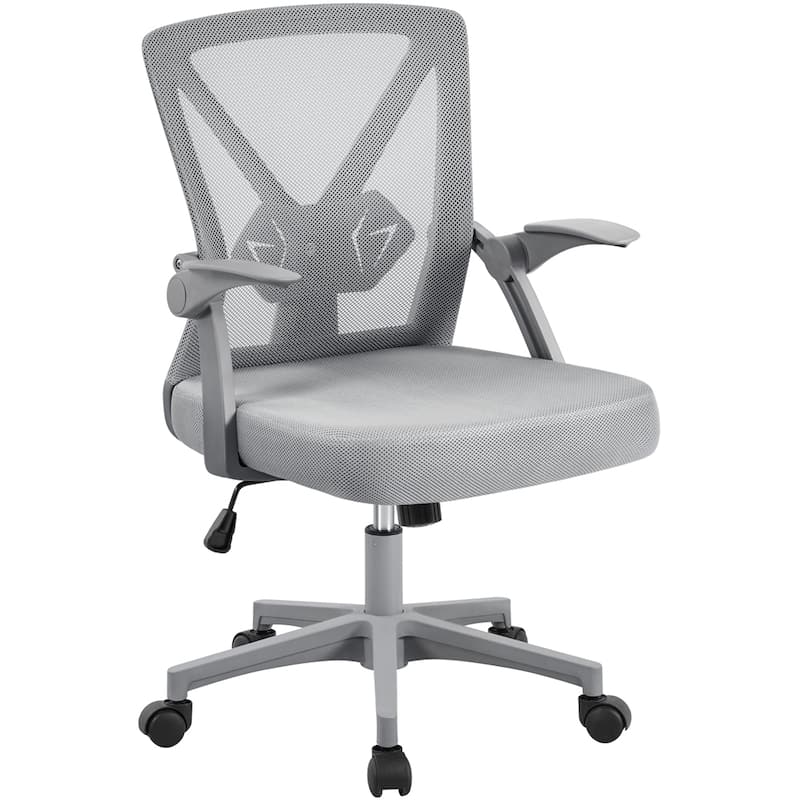 Yaheetech Mesh Office Chair with Flip-up Armrests Comfy Desk Chair - N/A - Full Grey