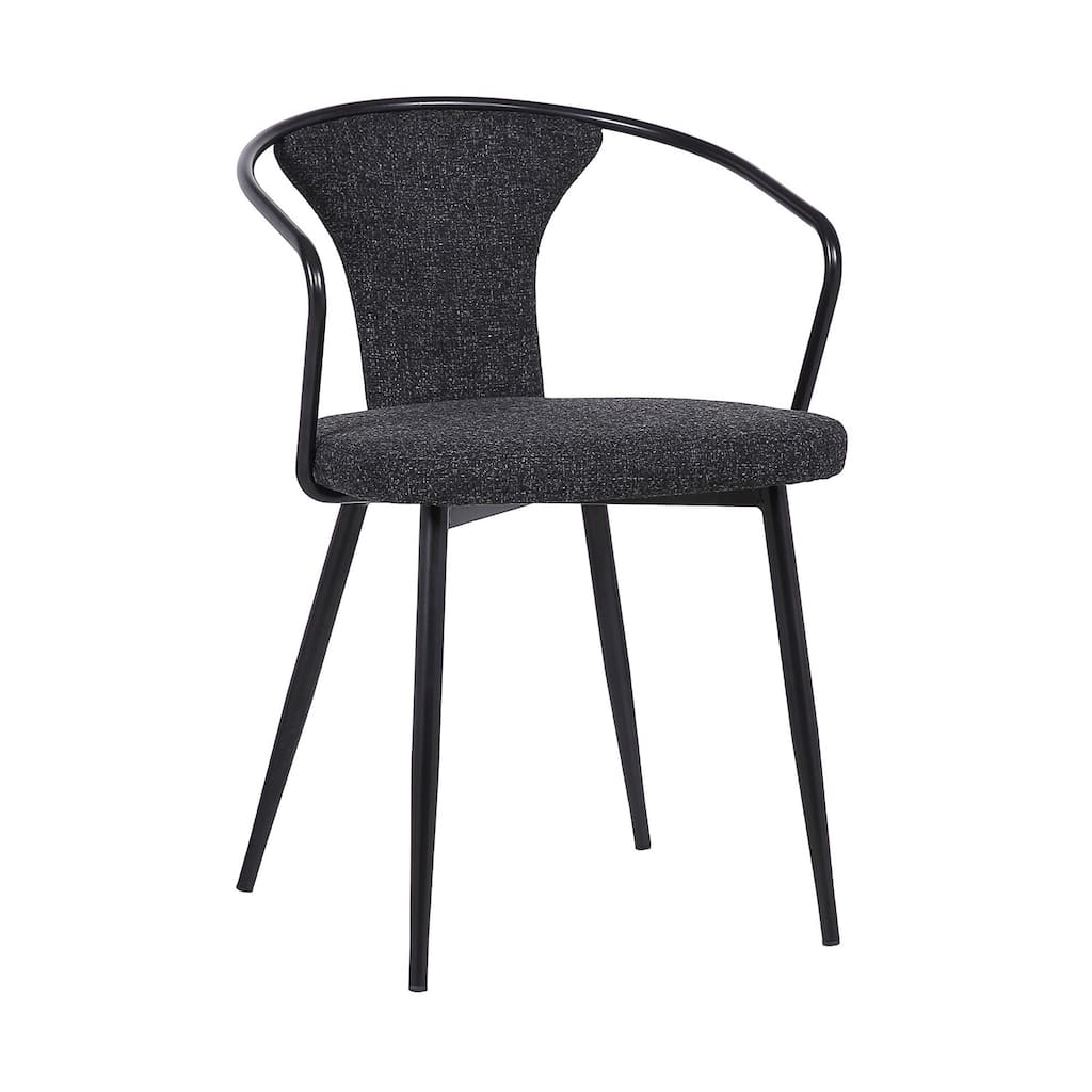 Black/Black Fabric Upholstered Metal Frame Dining Chair, Sturdy Dining Chair for Dining Rooms - 19.5