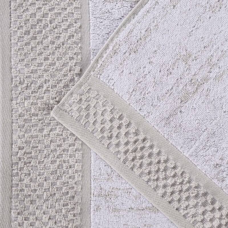Superior Lodie Cotton Jacquard Solid and Two-Toned 8 Piece Towel Set