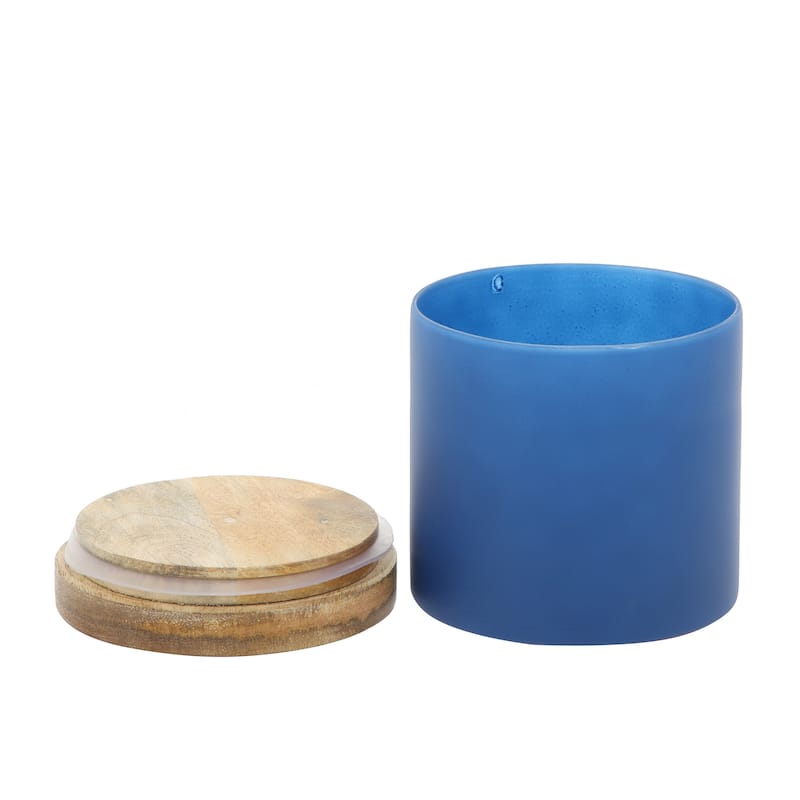 Multi Colored Wood Ombre Living Room Decorative Jars with Wood Lid (Set of 2) - S/2 5.25", 7"H